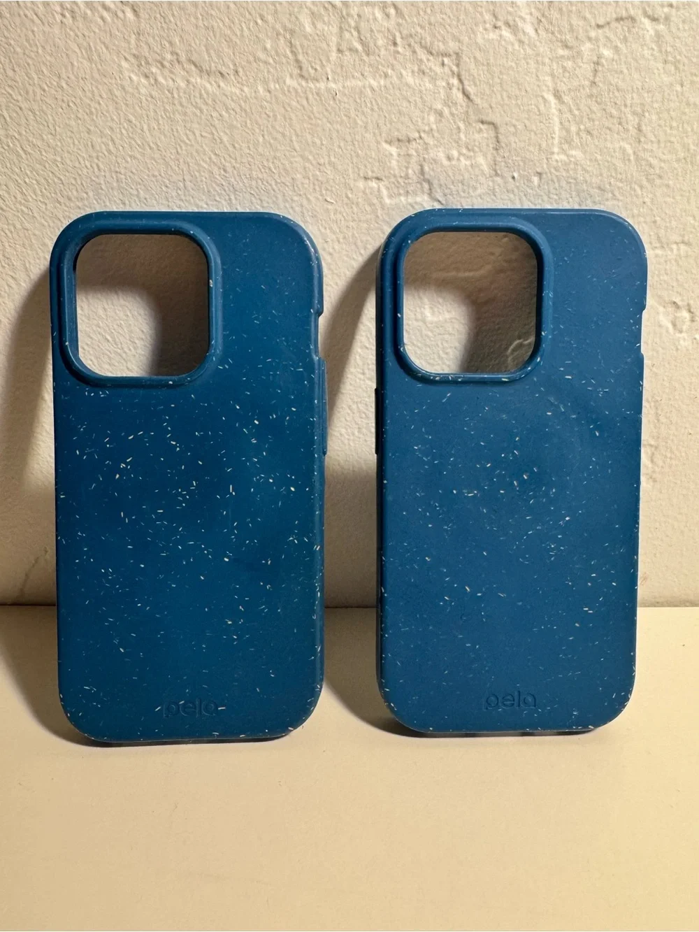 Lot of 2 Pela Case iPhone 15 Pro - Blue Speckled Compostable Good Used Condition